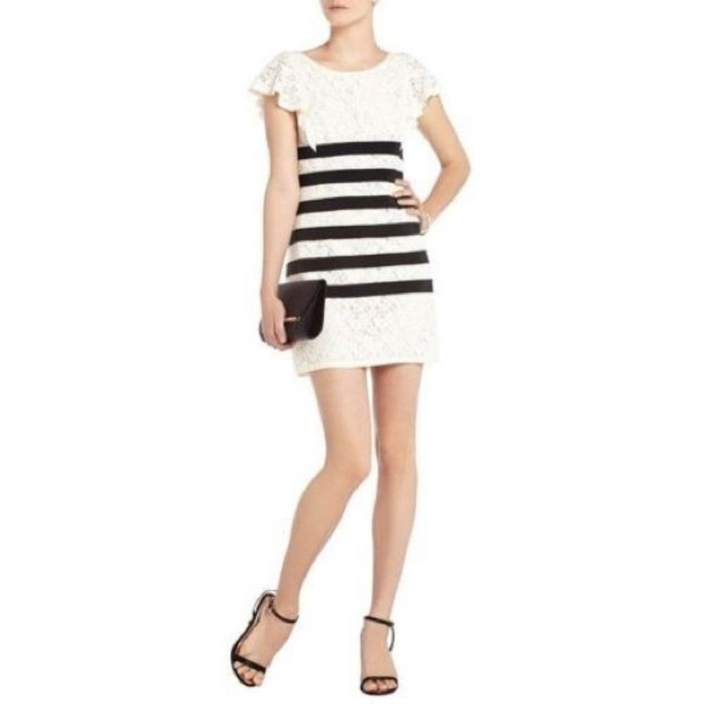 BCBG ivory/black lace dress